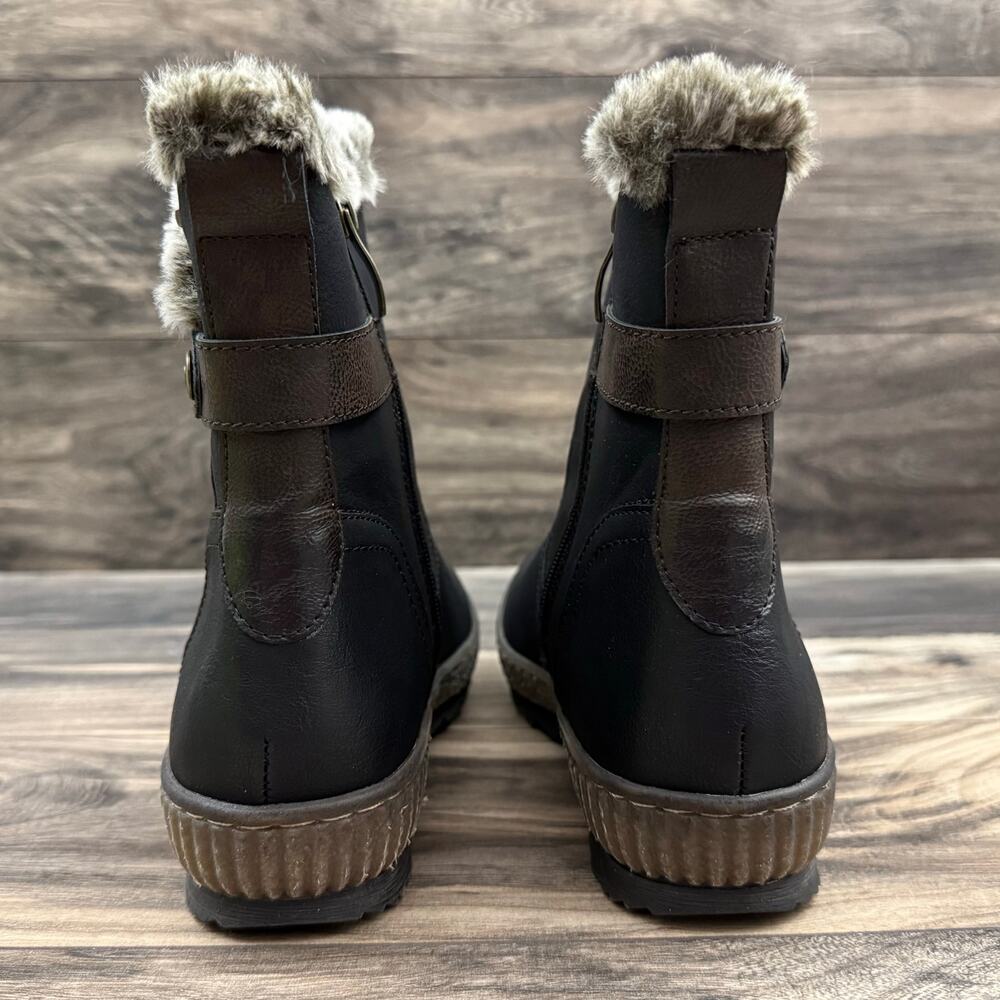 NIB Spring Step 41 9.5-10 Milagra Faux Fur Lining Comfy Winter Ankle Boots Black - Picture 7 of 12